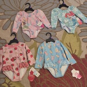 NWT Lot Of 4 Walmart Baby Girls One Piece Swimsuits Size 12M, $56 Value